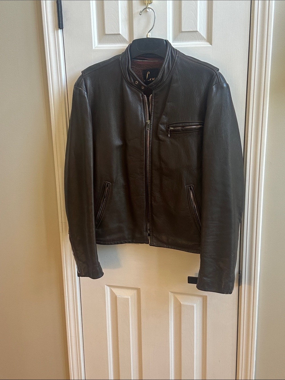 Men's Brown Leather Bomber Jacket with vest insert